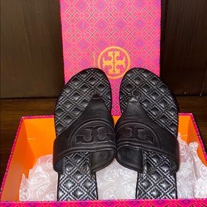 Tory Burch Fleming Flat Thong Sandal, Black